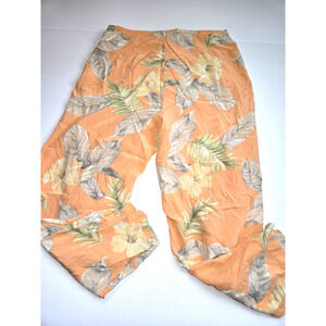 Women Vintage Tori Richards Honolulu Floral Pants 100% Silk Size 12‎ EUC